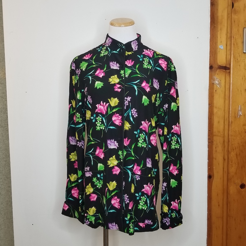 Dana Buchman Oriental Floral Silk Top